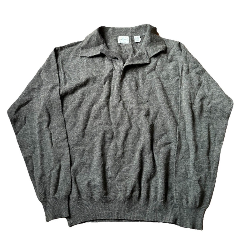 Linea Uomo Men's Merino Wool Sweater Collared‎ Brown Size Large